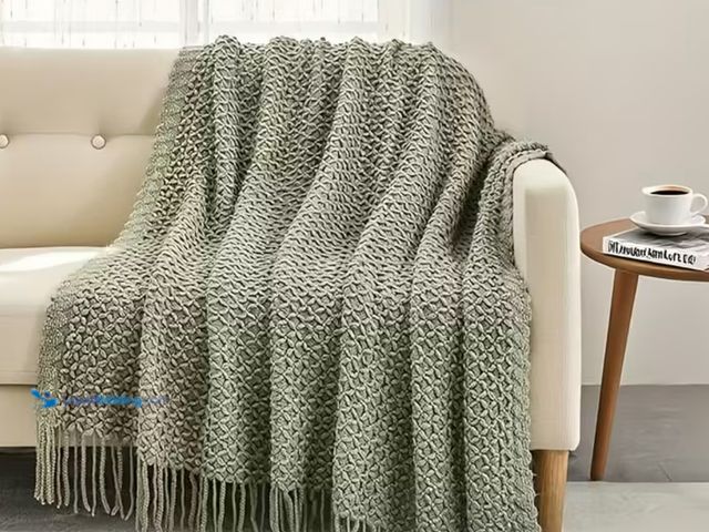 Lot 49-1816090 - Knit Sage Green Throw Blanket. 50” x 60”. New unused in original packaging