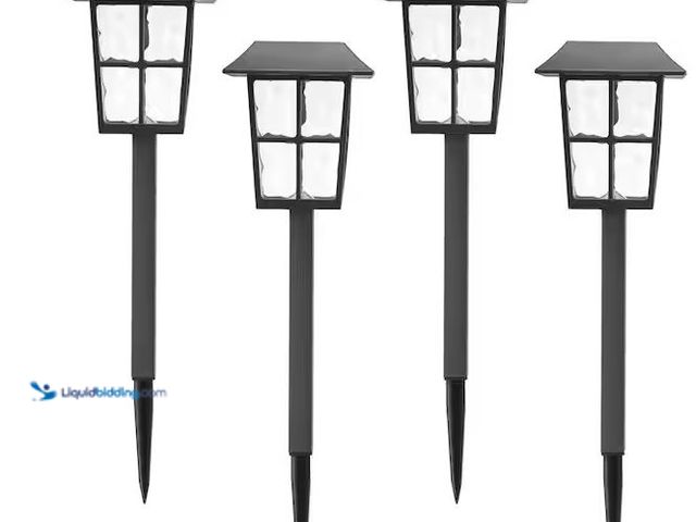 Lot 49-1576589 - Lot of (2) Hampton Bay Archer Black Integrated LED Weather Resistant Outdoor Solar Path Light (4-Pac...
