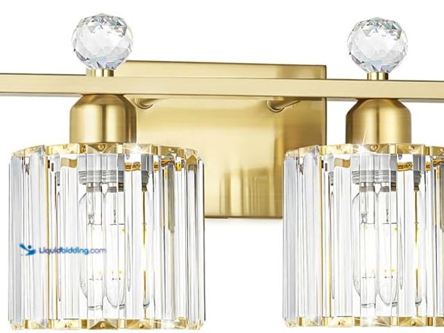 Lot 49-3511710 - Modern Crystal Bathroom Vanity Light, 4-Lights Bathroom Light Fixtures, Brass Gold Vanity Lighting F...