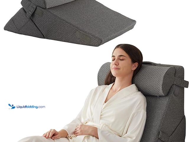 Lot 49-2001426 - (3-Piece) Bedluxe Orthopedic Bed Wedge Pillow Set, Foam Wedge Pillow Post Surgery for Back, Leg and ...