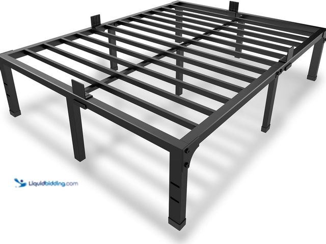 Lot 49-3564011 - MAF 14 Inch Metal Platform Full Size Bed Frames, Heavy Duty Black Bed Frame with Steel Slats Support...