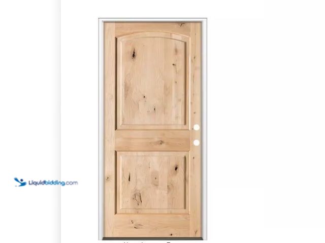Lot 49-1531327 - Krosswood Doors 42 in. x 80 in. Rustic Knotty Alder 2-Panel Arch Top Left-Hand/Inswing Unfinished Wo...