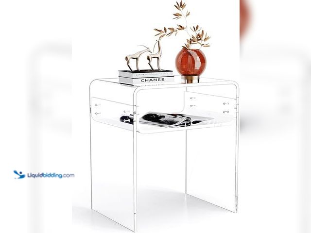 Lot 49-5433762 - Clear Acrylic End Table 2-Tier Bedside nightstand for Living Room Bedroom Home Decor (Clear). Item i...