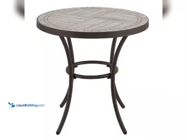 Lot 49-2022912 - StyleWell 27 in. Brown Round Metal Outdoor Side Table with Grouted Porcelain Top, Model # 705.0471.0...
