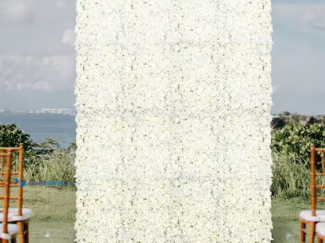 Lot 49-2001081 - (20-Piece) YIYIBYUS Silk Artificial Hydrangea Flower Wall Panel Wedding Background Decoration, 15 .7...