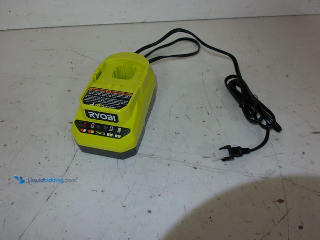 Lot 49-1624533 - RYOBI ONE+ 18V Lithium-Ion Charger Model # PCG002, Slightly Used, Powers On, Has Different Power Cor...