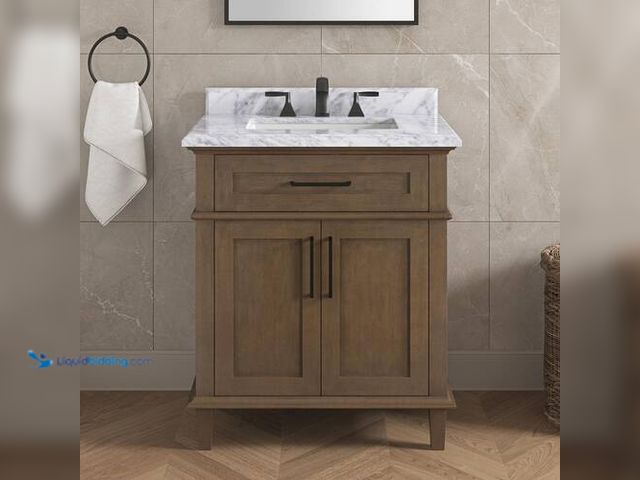 Lot 49-5437492 - Home Decorators Collection Sonoma 30 in. Single Sink Almond Latte Bath Vanity with Carrara Marble To...
