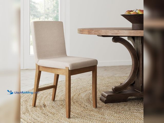 Lot 49-5485808 - Nathan James Gracie Modern Dining Chair, Upholstered Accent Dining Chair in Natural Flax/Brown. Mode...