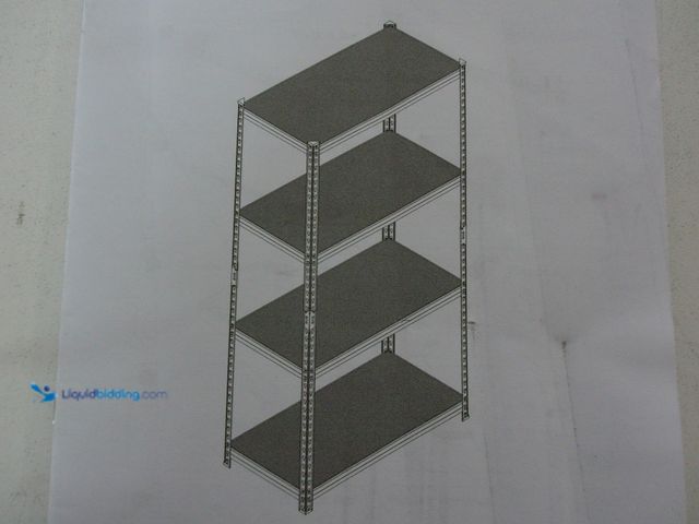 Lot 49-1557113 - 4-Tier Garage Shelving Unit, 39" x 19.5" Shelf Organizer, Silver and Tan, Model # RBMS4LB100LC, Unus...