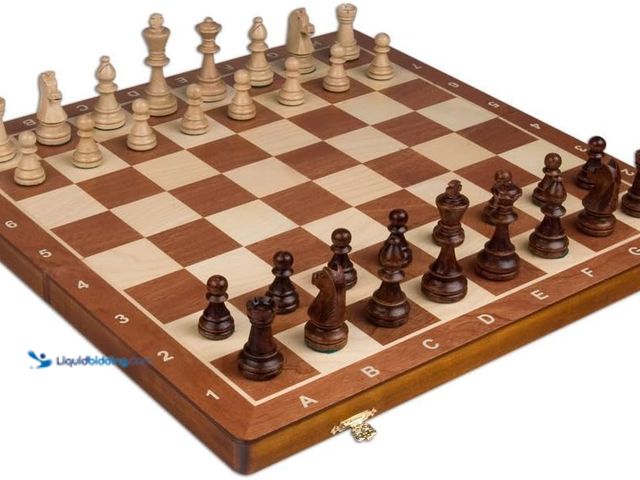 Lot 49-3514403 - Wegiel Handmade European Professional Tournament Chess Set - Wooden 21 Inch Folding Board with Felt ...