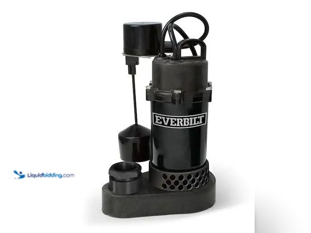 Lot 49-5573081 - Everbilt
1/4 HP Aluminum Submersible Sump Pump Vertical Switch, Used
