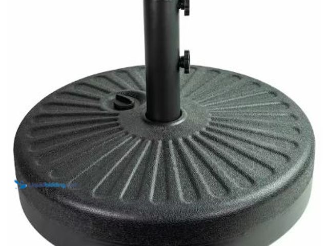 Lot 49-5441026 - Patio Premier 5 lbs. Round Plastic Patio Umbrella Base in Black. Model # 842011. Unused.