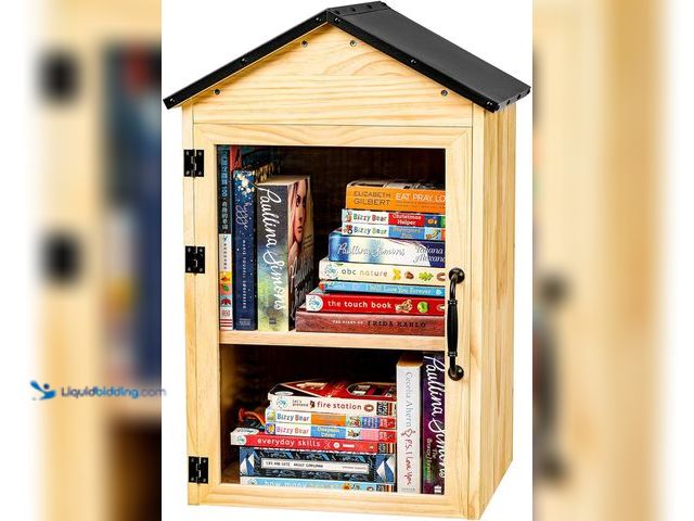 Lot 49-5448819 - Little Library Box Outdoor, 2-Tier Waterproof Book Exchange Cabinet – Solid Wood with Adjustable She...