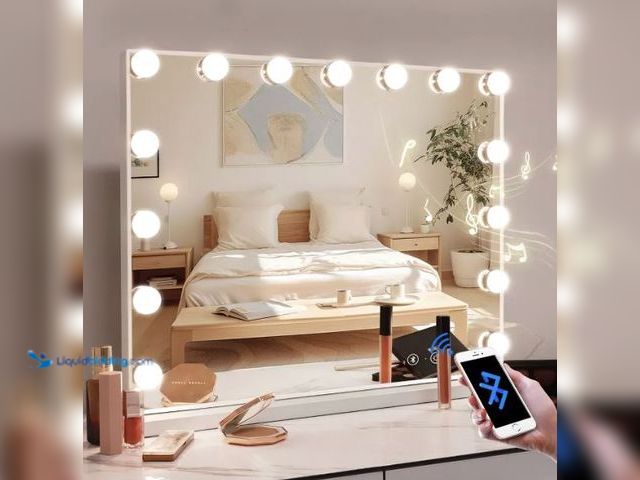 Lot 49-5436526 - VANITII Vanity Mirror with Lights Bluetooth Tabletop Wall Mount Metal White 23''×18''. Model #768420...