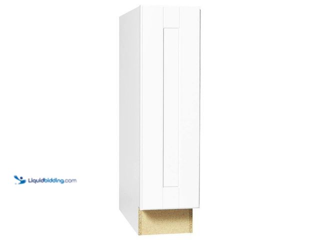Lot 49-5437382 - Hampton Bay Shaker 9 in. W x 24 in. D x 34.5 in. H Assembled Base Kitchen Cabinet in Satin White. [M...