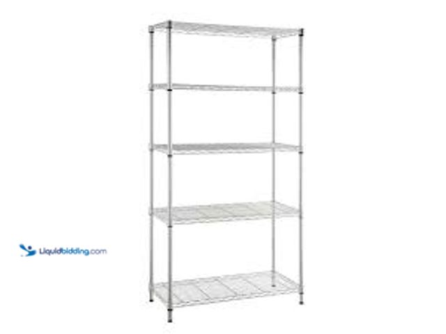 Lot 49-5489113 - 5-Tier Steel Wire Shelving Unit in Chrome (36 in. W x 72 in. H x 16 in. D). Model # 1001298075. Unus...