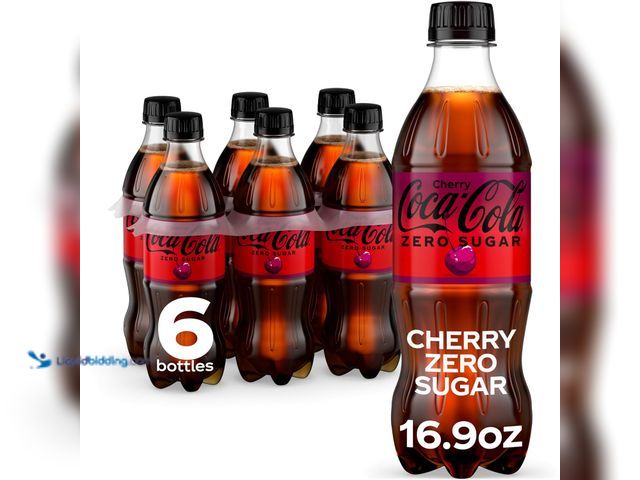 Lot 49-5549675 - Coca-Cola Zero Sugar Cherry Soda Soft Drink Bottles, 16.9 fl oz, 6 Pack | Zero calorie, carbonated d...