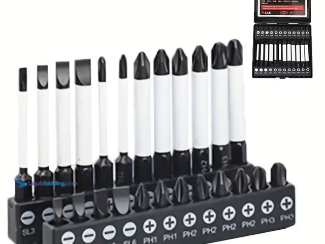 Lot 49-1831424 - New 24 (12 25mm bits +12 50mm bits) magnetic hexagon screwdriver bit combination set (PH1PH2PH3 SL3 ...