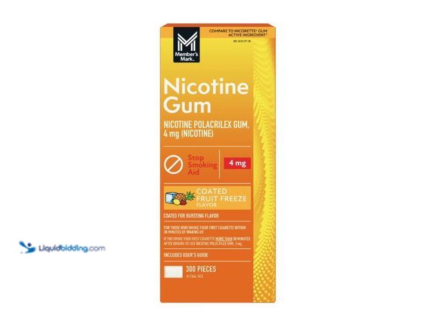 Lot 49-2005480 - (300-Count) Member's Mark Nicotine Coated Gum, Fruit Flavor, 4 MG, Model # 990415118, Unused, Expira...