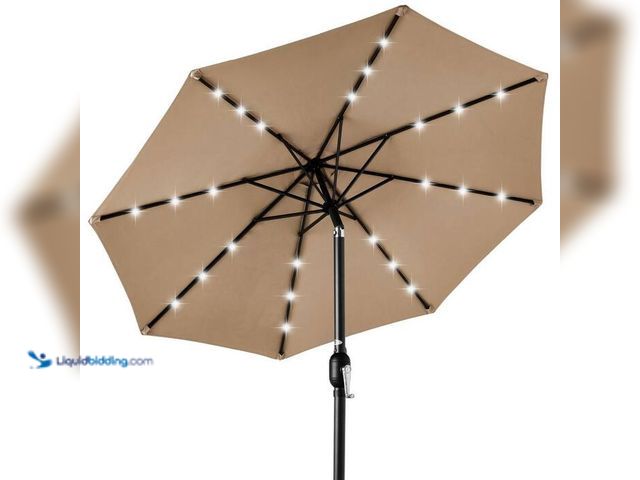 Lot 49-5543935 - Best Choice Products 10 ft. Market Solar LED Lighted Tilt Patio Umbrella with UV-Resistant Fabric in...