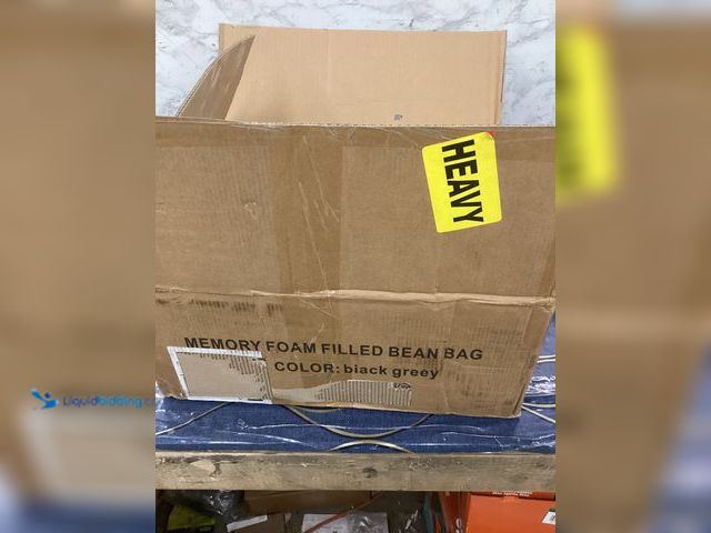 Lot 49-5490021 - Memory Foam Filled Bean Bag Chair (Black/Gray) Item is Factory Sealed