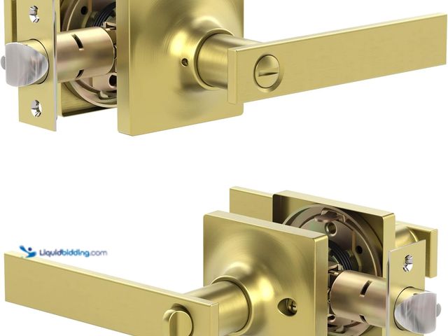 Lot 49-3469389 - Lot of 2 Door Handles Interior with Door Turn Lock - Privacy Heavy Duty Keyless Door Knobs, Brushed ...