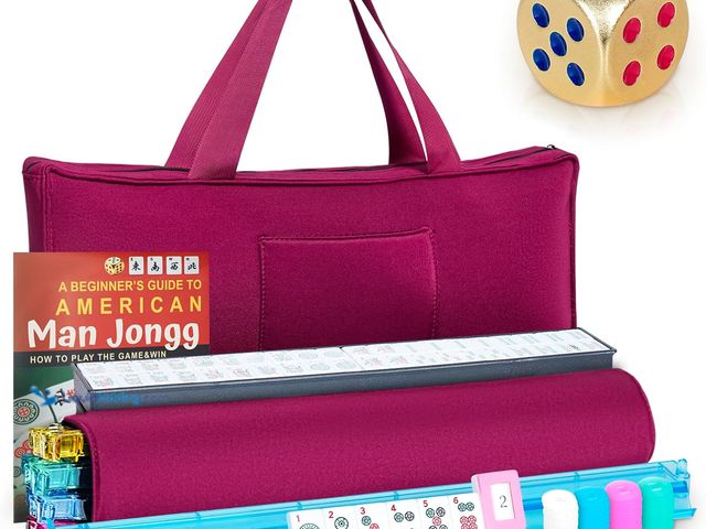 Lot 49-5408682 - New American Mahjong Game Set, 166 Premium White Tiles with Portable Metal Dices, 4 All-in-One Racks...