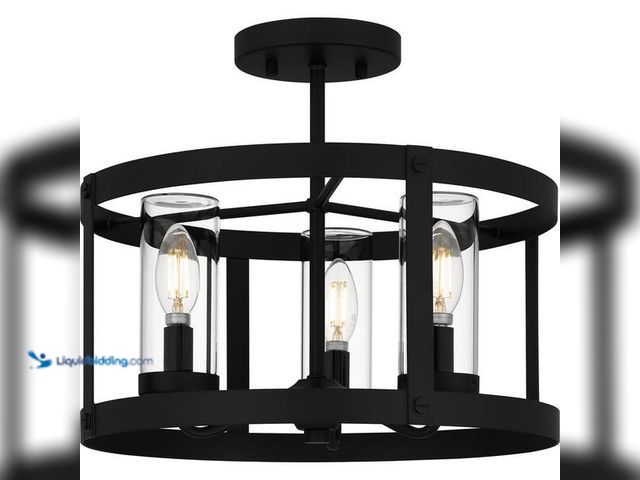 Lot 49-5454346 - Home Decorators Collection Wilkerson 16.25 in. 1-Light Black Hardwired Outdoor Wall Light Lantern Sc...