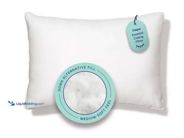 Lot 49-5545798 - The Casper Medium Essential Cooling Fiber Pillow - Standard: Universal Sleeper, Removable Cover, Pol...