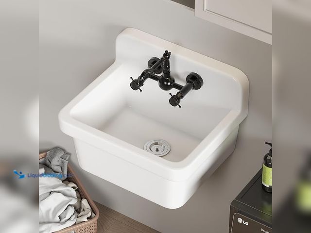 Lot 49-3465247 - CupidSea White Utility Sink 21 Inch, Drop in Bathroom Sink, Wall Mount High Back Laundry Sink with A...
