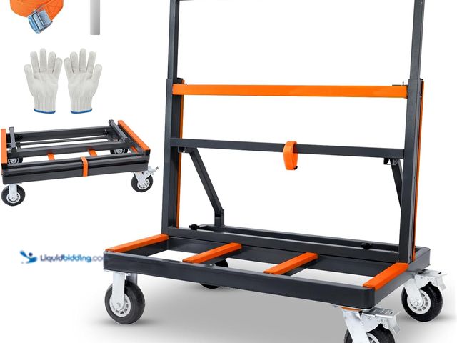 Lot 49-5410952 - Folding Drywall Cart Heavy Duty, Upgrade 2-in-1Drywall Dolly, Handling Plywood Sheetrock Glass and W...