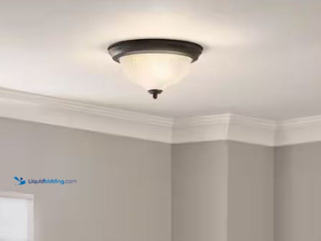 Lot 49-1573901 - Lot of (2) 11.25 in. 2-Light Black Flush Mount Ceiling Light Fixture with Frosted Swirl Glass Shade,...