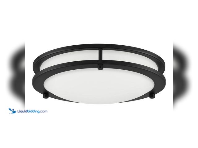 Lot 49-5416189 - Hampton Bay Flaxmere 12 in. Modern Matte Black 3 CCT Integrated LED Flush Mount for Kitchens or Bedr...