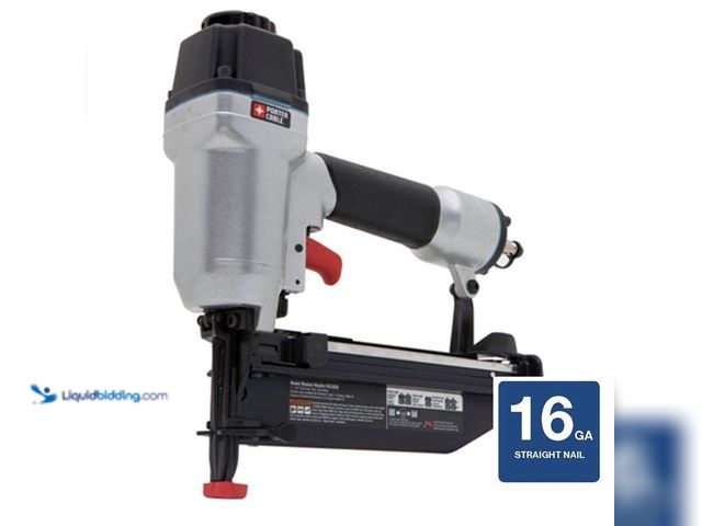 Lot 49-5412813 - Porter-Cable
16-Gauge Pneumatic Finish Nailer. Item is Unused, Nozzle for hose slightly bent