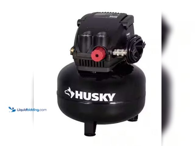 Lot 49-1561454 - Husky 3 Gal. 120 PSI Portable Electric Oil-Free Light Duty Pancake Air Compressor with Fold Down Han...