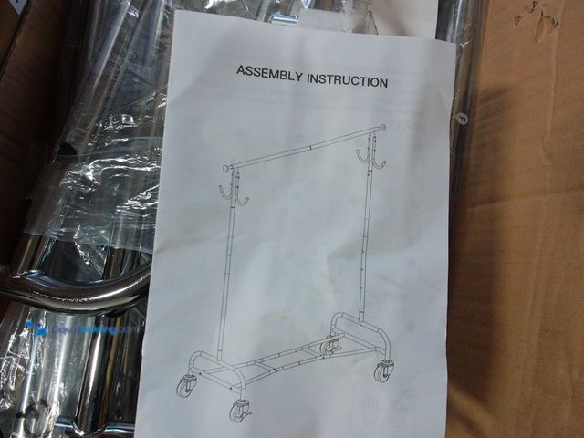 Lot 49-1555633 - Stainless Steel Rolling Clothes Rack With 2 Hat Hooks, Model# USGMSRARC190TY, Unused.  Ref#BULK1126