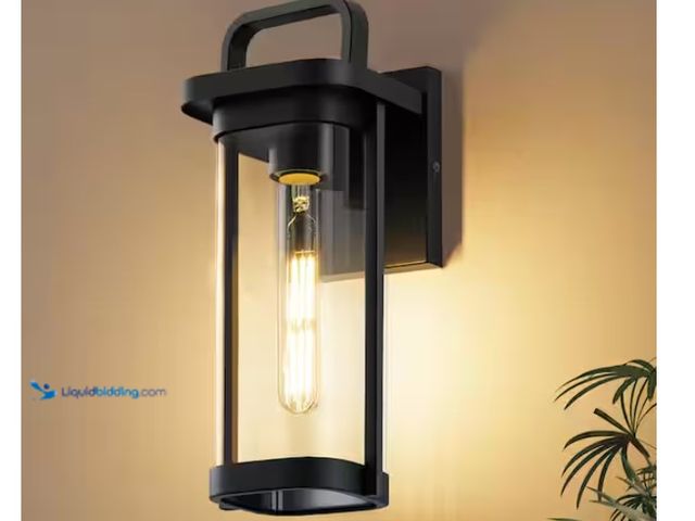 Lot 49-1628292 - GMGSROM 16 in. 1-Light Modern Black Outdoor Wall Light, Waterproof Exterior Lighting Fixtures for Po...