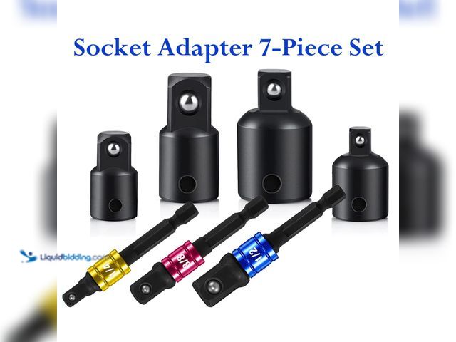 Lot 49-1616488 - Socket Adapter 7-Piece Set 1/2" Drive 3/8" to 1/4" Black - NEW - Reducer Socket Sizes 1/2" to 3/8" 1...