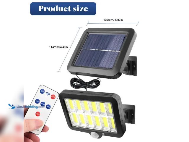 Lot 49-5388848 - Outdoor Solar LED Wall Light with Motion Sensor and Remote - NEW -  Light Size 5.9" x 4.45"  Solar P...