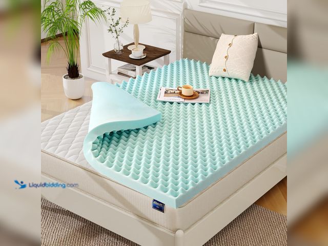 Lot 49-5546041 - 3 Inch Full Size Egg Crate Cooling Gel Memory Foam Mattress Topper, Convoluted Bed Topper for Pressu...
