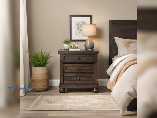Lot 49-5463769 - Kingsley 3-Drawer Nightstand w/ USB in Walnut (scuffs and scratches) Unused