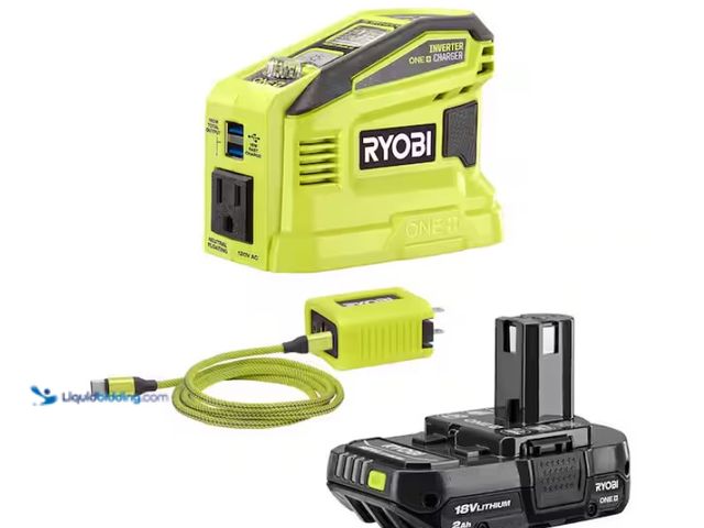 Lot 49-1547544 - RYOBI 18V ONE+ 150-Watt Portable Battery Inverter Power Source and Charger for 18V ONE+ Batteries wi...