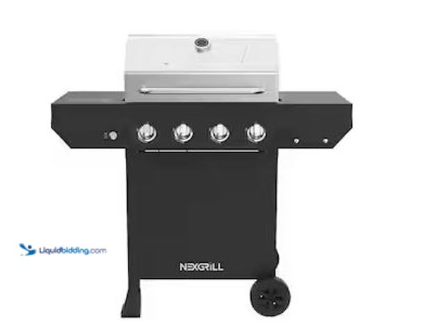 Lot 49-5478636 - 4-Burner Propane Gas Grill with BBQ Degreaser and Bristle Free Grill Brush Combo Internet # 33861148...