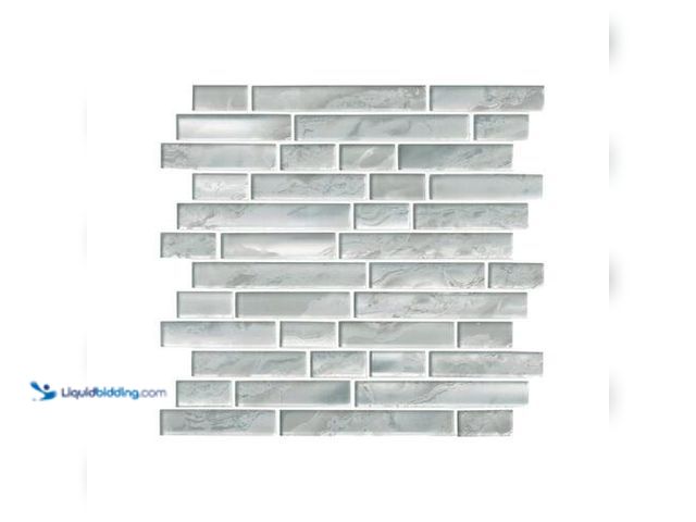 Lot 49-1625918 - Approx 9 sqft. MSI Silver Canvas Interlocking 12"x12" 8mm Glass Mesh-Mounted Mosaic Tile, Unused, Mo...