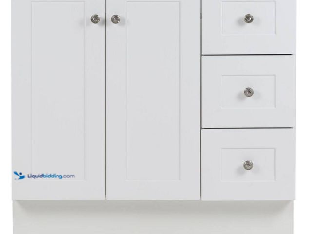 Lot 49-5447612 - Glacier Bay Bannister 37 in. Single Sink White Bath Vanity (Assembled)[Model # BA36P2-WH] VANITY CAB...