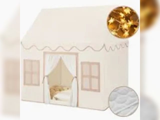 Lot 49-5436352 - Beige kids play tent with three windows. Unused.