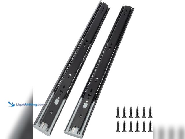 Lot 49-3514430 - goldenwarm 10 Pair Soft Close Drawer Slides 16 Inch Black Heavy Duty Side Mount Full Extension Ball ...