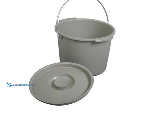 Lot 49-5543323 - QTY 2 - Medline Commode Bucket with Lid &Handle (MDS80306BH). Unused.