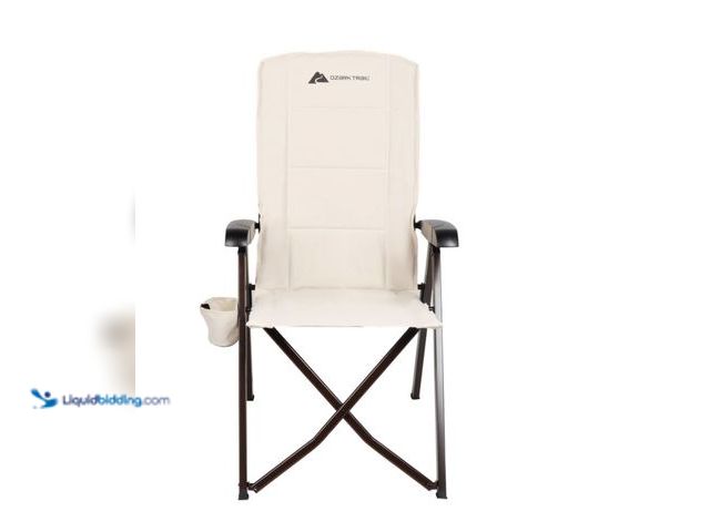 Lot 49-2020761 - Ozark Trail Glamp High Back Reclining Lounge Chair with Adjustable Armrests, Crème. Model #341424400...