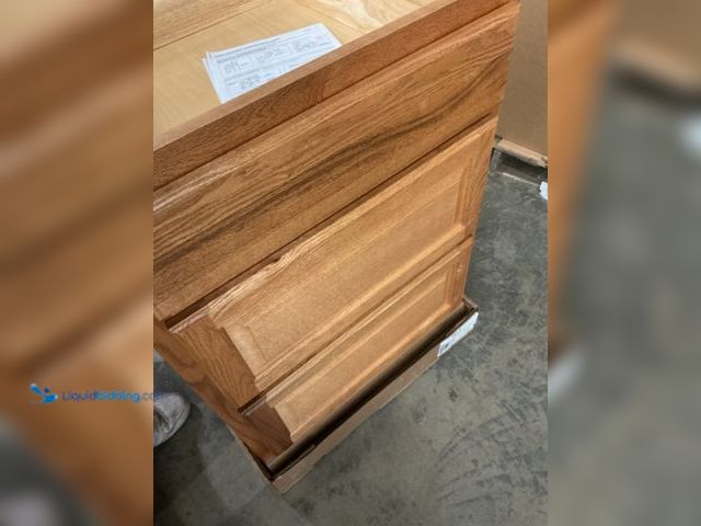 Lot 49-5484645 - Hampton Bay 24in. W X 34.5in. H X 24in. D Hampton Raised Panel Drawer Base Cabinet With 3 Drawers, M...